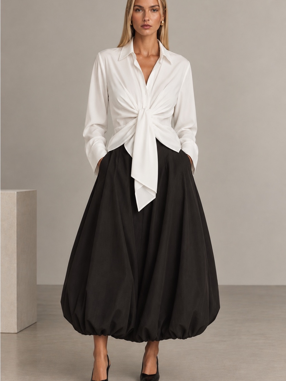 Philosophy White Twist-Front Blouse NWT
